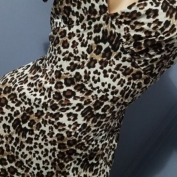 Animal Print Deep V Neck Spring Dress - Picture 4 of 8